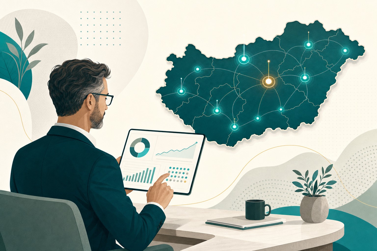 Magyar CFO AI trend 2026: pénzügyi vezető adatvezérelt riportot elemez a képernyőn